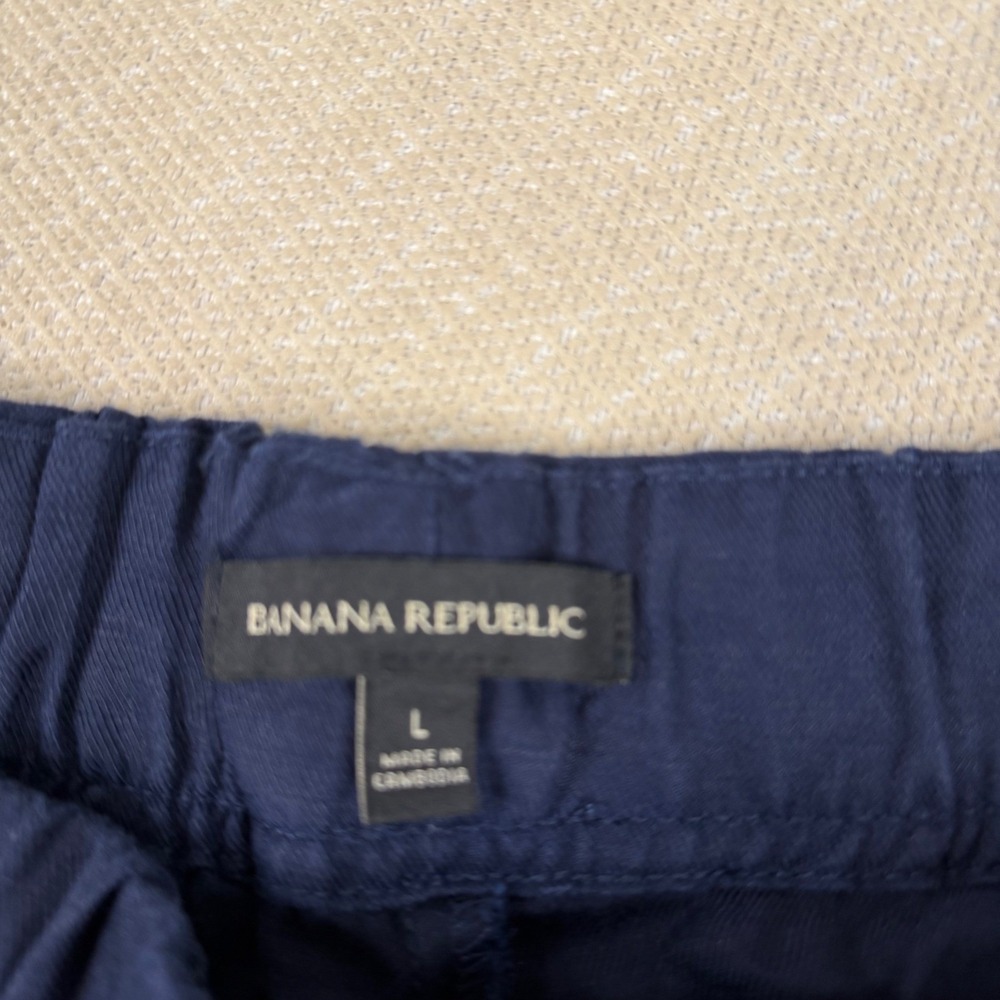 Banana Republic Mens Navy Blue Elastic Waist Relaxed Straight Crop Pants Large - Picture 5 of 8